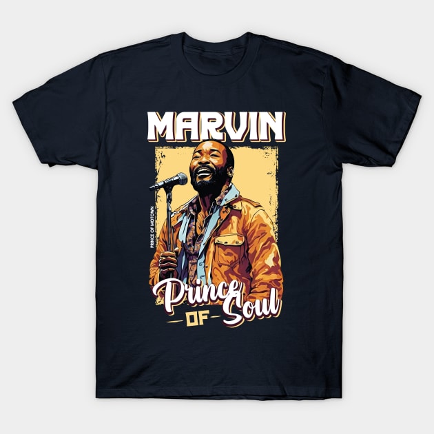 Marvin Gaye | Yellow Background T-Shirt by Franstyas